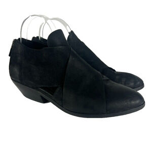 Eileen Fisher Boots Womens Size 9.5 Ankle Black Leather Cluster Cutout